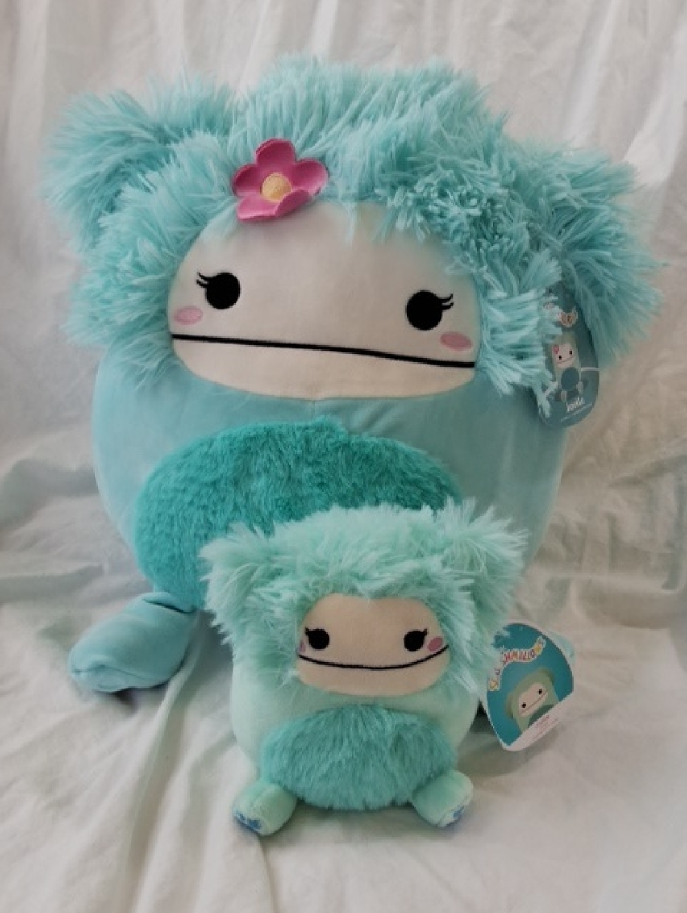 Squishmallows Joelle the Yeti Pair, 12 " and 5", NWT